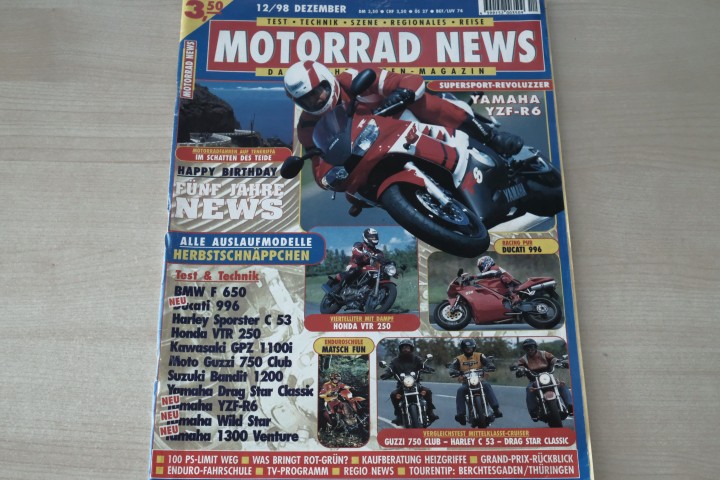 Deckblatt Motorrad News (12/1998)